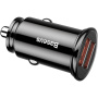 Baseus Okrągła Plastikowa samochodowa ładowarka z portami 2x USB-A - 30W - czarna