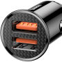 Baseus Okrągła Plastikowa samochodowa ładowarka z portami 2x USB-A - 30W - czarna
