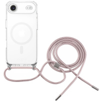 FIXED MagPure na szyję przezroczyste etui ze smyczą i MagSafe do iPhone Air - różowy