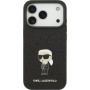 Karl Lagerfeld Metalowe Ikonik etui z brokatem do iPhone 17 Pro Max - czarne