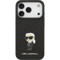 Karl Lagerfeld Metalowe Ikonik etui z brokatem do iPhone 17 Pro Max - czarne