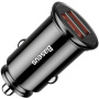 Baseus Okrągła Plastikowa samochodowa ładowarka z portami 2x USB-A - 30W - czarna