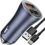 Baseus Golden Contactor Pro zestaw samochodowej ładowarki z portami 2x USB-A i kablem USB-A na USB-C - 40W - ciemnoszary