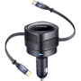 Baseus Enjoyment Max ładowarka samochodowa z wysuwanymi kablami USB-C - 60W - 0,8 m - czarna