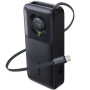 Baseus Free2Pull powerbank z zintegrowanym kablem USB-C i portem USB-C - 20 000 mAh - czarny