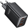 Toocki TCT65 adapter do szybkiego ładowania z portami 2x USB-C / USB-A - 65W - czarny