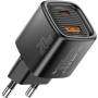 ESSAGER ES-CD54 mini adapter do szybkiego ładowania z portami USB-C / USB-A - 20W - czarny