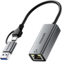 ESSAGER 2w1 adapter ethernet - RJ45 na USB-C / USB-A - szary
