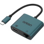 ONTEN UC288 adapter 2w1 - HDMI / RJ45 na USB-C - petrolowy