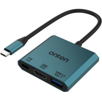 ONTEN UC301 adapter 3w1 - HDMI / USB-C / USB-A na USB-C - morski