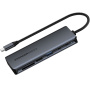 ESSAGER ES-HB01 7w1 hub - dysk SSD / slot na kartę SD / TF / 2x USB-C / 2x USB-A na USB-C - ciemnoszary