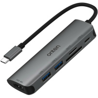 ONTEN OTN-95116D Hub 6w1 - slot na kartę SD / TF / HDMI / USB-C / 2x USB-A na USB-C - szary