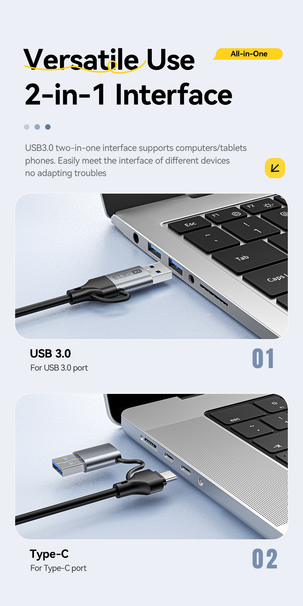 ESSAGER ES-CJK01 adapter wideo 2w1 - HDMI na USB-C / USB-A - ciemnoszary