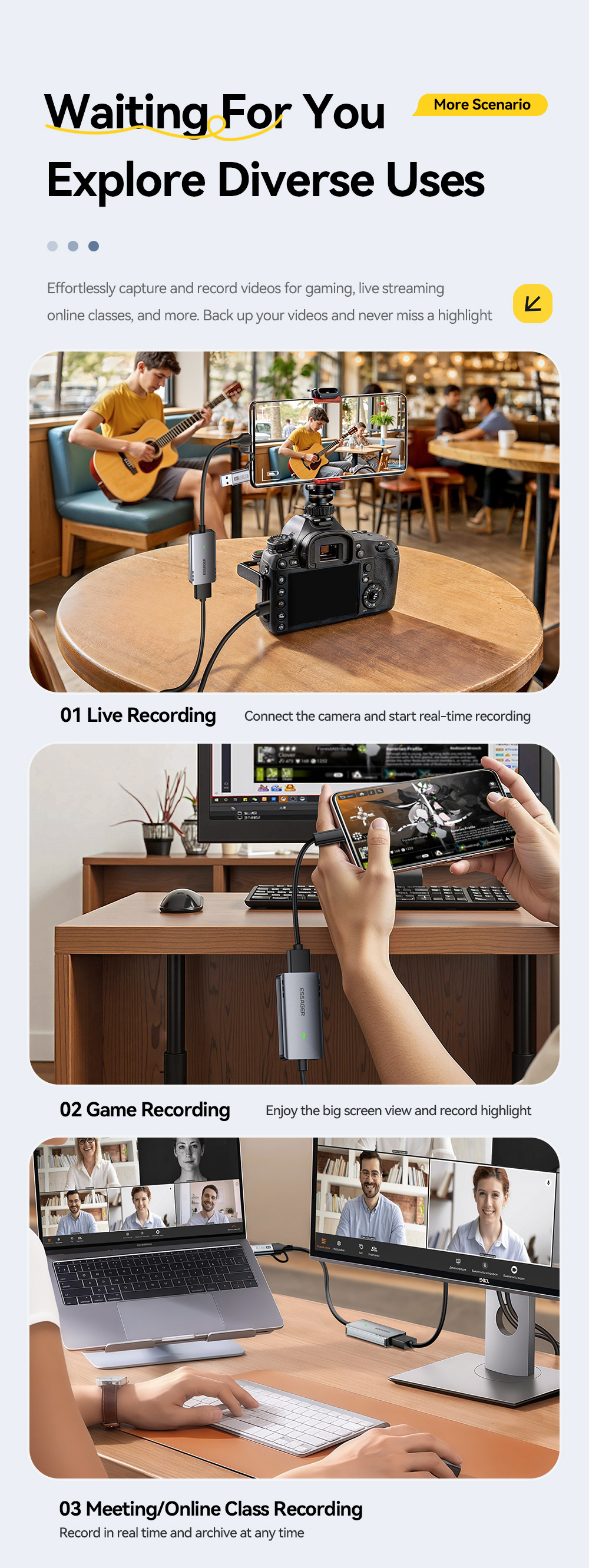 ESSAGER ES-CJK01 adapter wideo 2w1 - HDMI na USB-C / USB-A - ciemnoszary