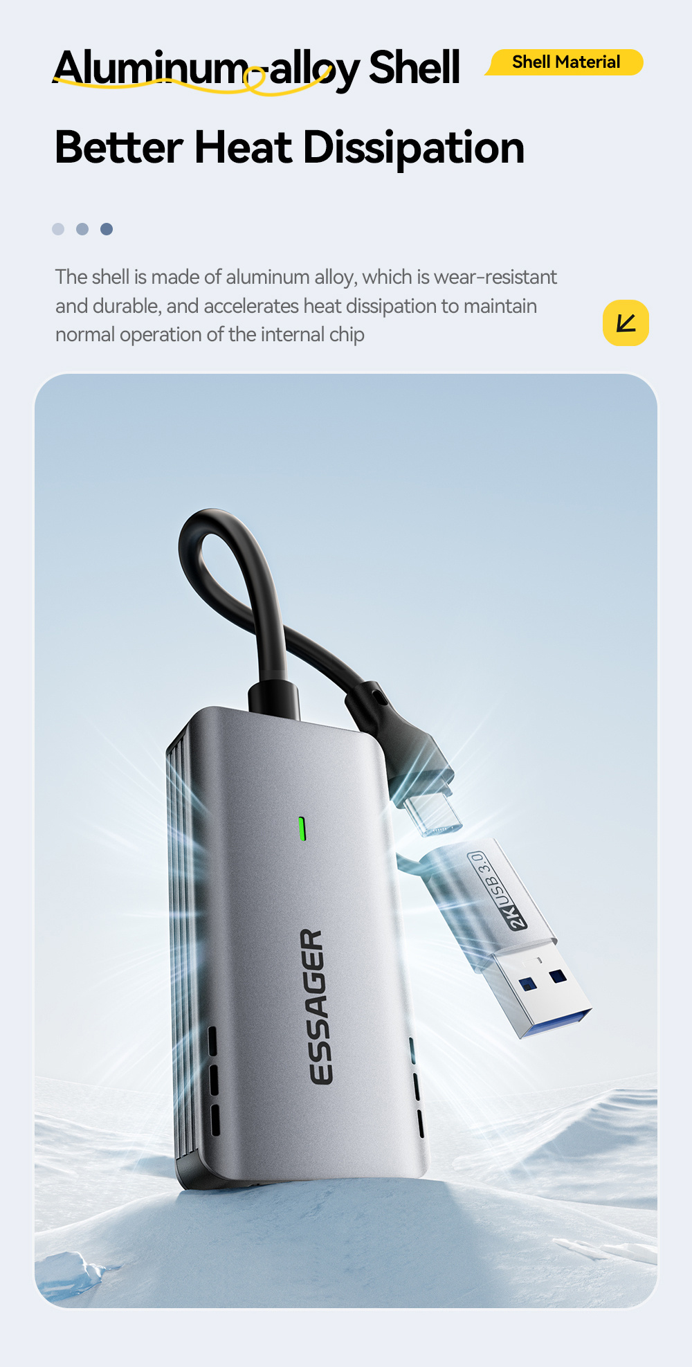 ESSAGER ES-CJK01 adapter wideo 2w1 - HDMI na USB-C / USB-A - ciemnoszary