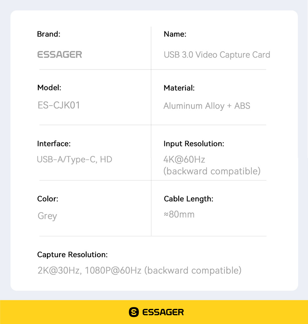 ESSAGER ES-CJK01 adapter wideo 2w1 - HDMI na USB-C / USB-A - ciemnoszary ESSAGER ES-CJK01 adapter wideo 2w1 - HDMI na USB-C / USB-A - ciemnoszary