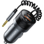 ESSAGER ES-CC20 Bluetooth FM transmitter samochodowy z portami USB-C / USB-A i kablem 3,5 mm jack - 35W - szary