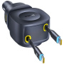 Baseus PrimeTrip VR2 Max zestaw ładowarki samochodowej z portami USB-C / USB-A i wysuwanymi kablami USB-C - 163W - 0,8 m - czarna