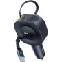 Baseus PrimeTrip VR2 zestaw ładowarki samochodowej z portem USB-C i wysuwanego kabla USB-C - 60W - 0,8 m - czarny