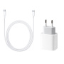 Appleking 2w1 szybkoładujący zestaw 20W USB-C adapter i kabel USB-C / USB-C dla iPhone / iPad – biały