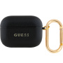 Guess Grained Classic Logo etui z karabińczykiem do AirPods Pro - czarny