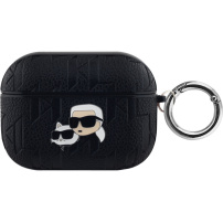 Karl Lagerfeld Etui z wytłoczonym wzorem Karl i Choupette Heads do słuchawek AirPods Pro - czarne