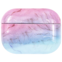 Twarda plastikowa marmurowa osłona dla AirPods Pro - niebiesko-różowy