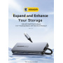 ESSAGER ES-HB01 7w1 hub - dysk SSD / slot na kartę SD / TF / 2x USB-C / 2x USB-A na USB-C - ciemnoszary