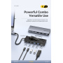 ESSAGER ES-HB01 7w1 hub - dysk SSD / slot na kartę SD / TF / 2x USB-C / 2x USB-A na USB-C - ciemnoszary