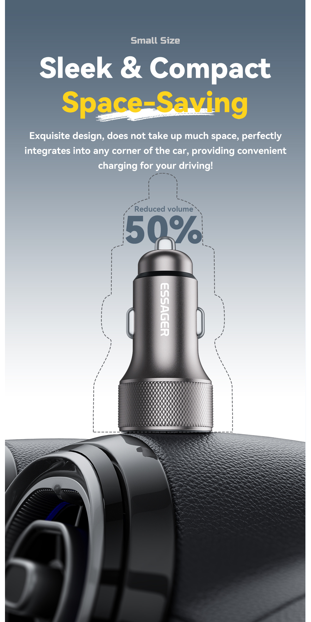 ESSAGER ES-CC21 ładowarka samochodowa z portami USB-C / USB-A - 45W - czarna