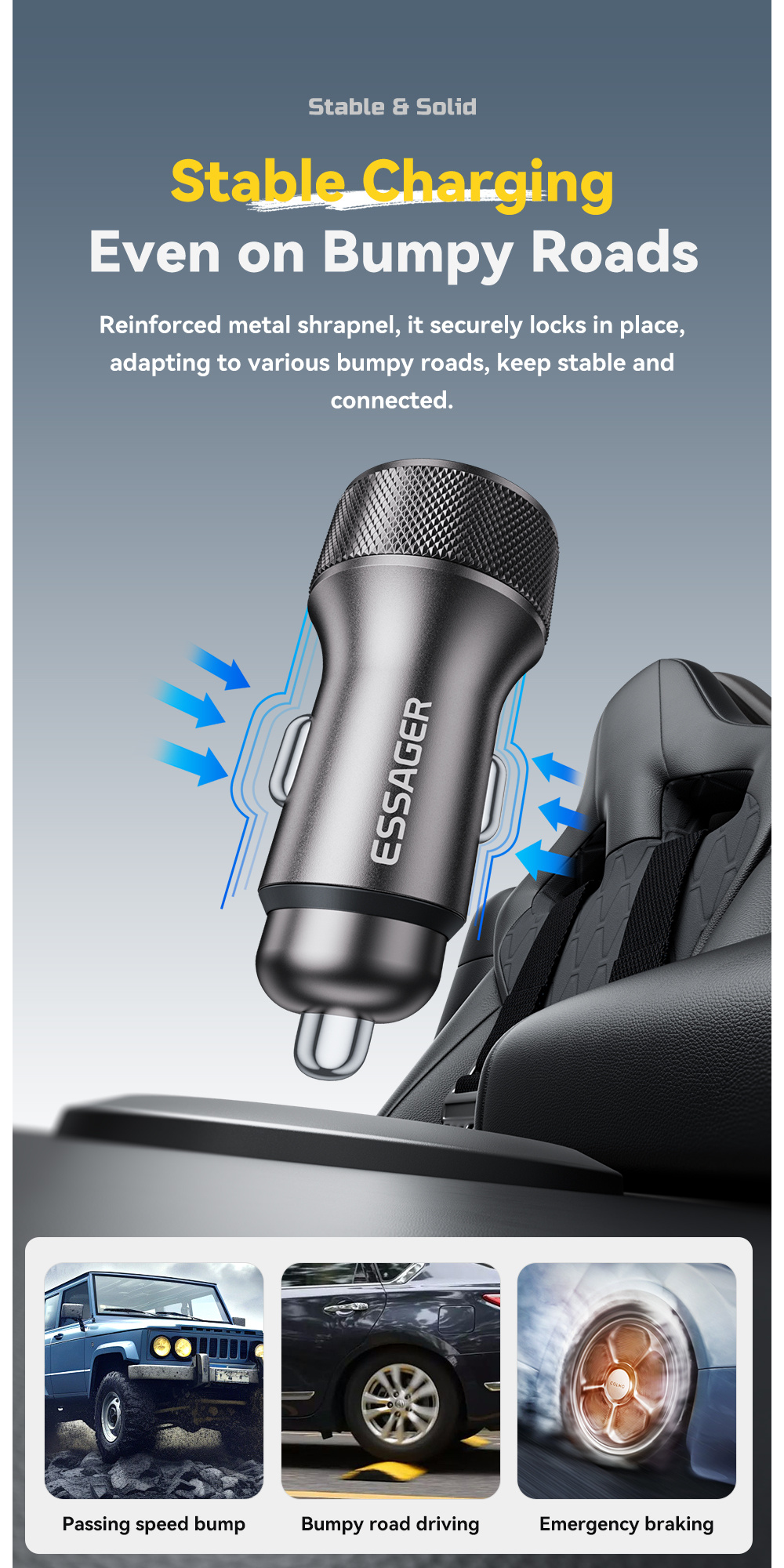ESSAGER ES-CC21 ładowarka samochodowa z portami USB-C / USB-A - 45W - czarna