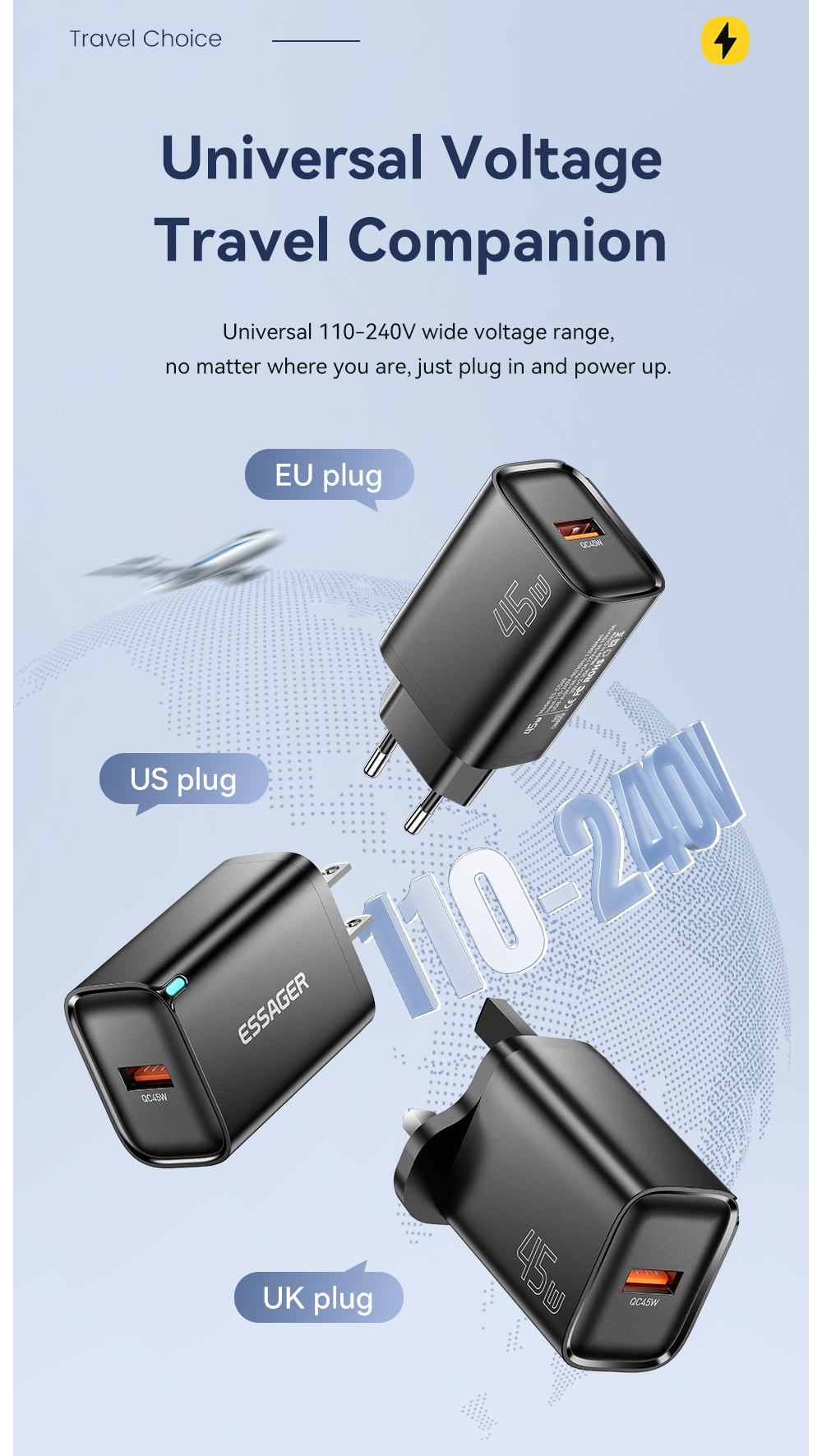 ESSAGER ES-CD60 szybka ładowarka z portem USB-A - 45W - biały