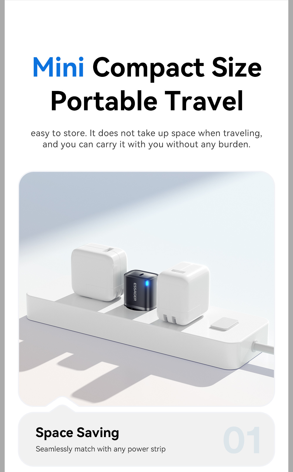 ESSAGER ES-CD53 szybka ładowarka sieciowa z portem USB-C - 20W - czarna