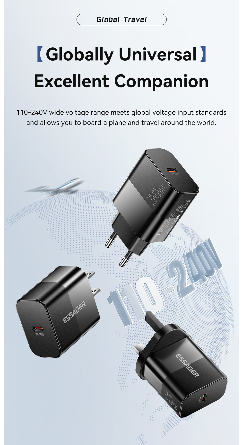 ESSAGER X9 GaN adapter do szybkiego ładowania z portem USB-C - 30W - biały