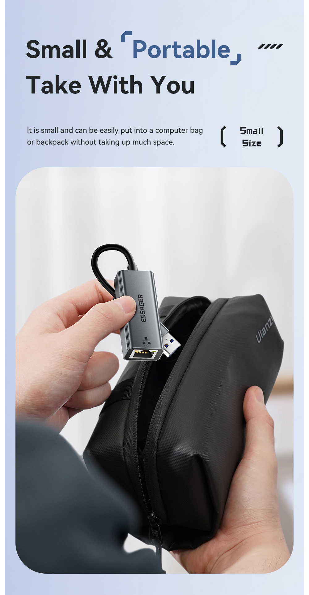 ESSAGER 2w1 adapter ethernet - RJ45 na USB-C / USB-A - szary