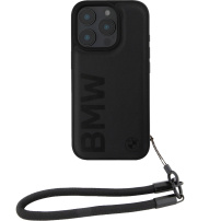 BMW Etui ze skóry Signature i paskiem do iPhone'a 16 Pro - czarne