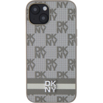 DKNY Etui w kratkę i paski do iPhone'a 14 - beżowe