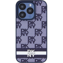 Etui DKNY Checkered Pattern and Stripe do iPhone’a 15 Pro - ciemnoniebieski