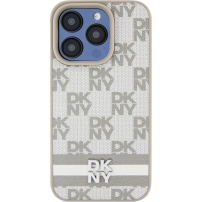Etui DKNY Checkered Pattern and Stripe do iPhone’a 15 Pro Max - beżowy