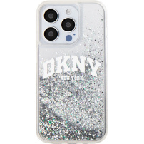Etui DKNY Liquid Glitter Arch Logo do iPhone’a 14 Pro - srebrny