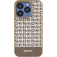 Etui DKNY Repeat Pattern Bottom Stripe z MagSafe do iPhone’a 14 Pro Max - brązowy