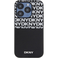 DKNY Etui Repeat Pattern z kieszenią na kartę do iPhone'a 14 Pro - czarne
