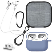 Praktyczny zestaw 5w1 dla AirPods Pro - niebiesko-szary