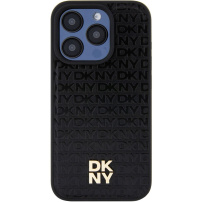 Etui DKNY Repeat Pattern Stack Logo z MagSafe do iPhone’a 15 Pro - czarny