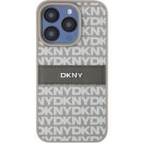 Etui DKNY Repeat Pattern Tonal Stripe do iPhone’a 15 Pro - beżowy