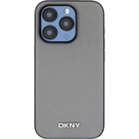 Etui DKNY Silver Metal Logo z MagSafe do iPhone’a 15 Pro - szary