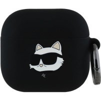 Karl Lagerfeld 3D Logo NFT Choupette Head silikonowe etui do AirPods 4 / 5 - czarny