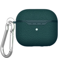 Etui o teksturze skóry z karabińczykiem do AirPods 4 / 5 - morski