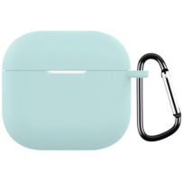 Ochronne etui silikonowe z karabińczykiem do AirPods 4 / 5 - miętowe