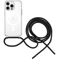 FIXED MagPure Neck przezroczyste etui ze sznurkiem i MagSafe do iPhone 16 Pro - czarny
